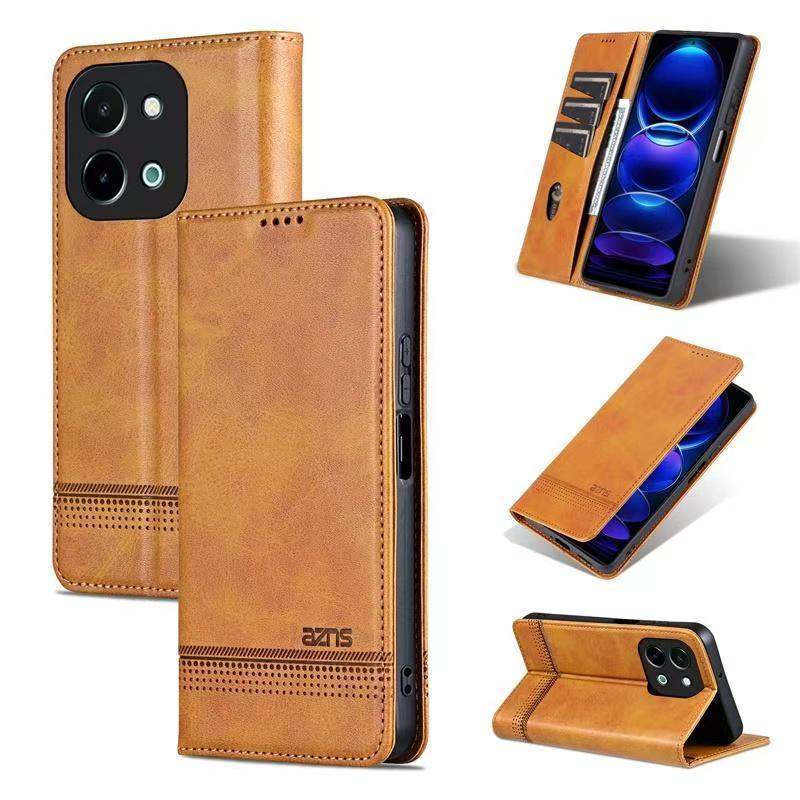 Wallet PU Leather Flip Cover For Vivo Y28 4G Shockproof Protection Stand Holder Magnetic PU Leather  Protective Cover
