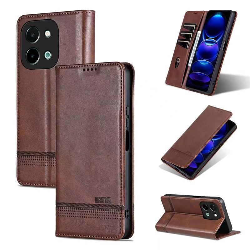 Wallet PU Leather Flip Cover For Vivo Y28 4G Shockproof Protection Stand Holder Magnetic PU Leather  Protective Cover
