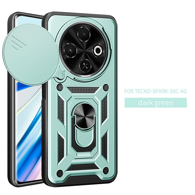 Luxury Flip Over The Camera Lens Cover For Tecno Spark 30C 6.67" inch Shockproof Bumper Cover vehicle-mounted Magnetic Kickstand Phone Case