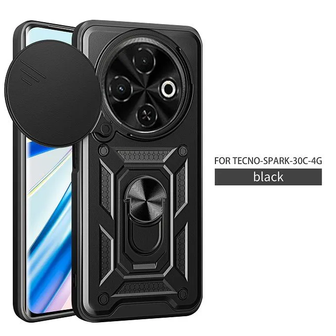 Luxury Flip Over The Camera Lens Cover For Tecno Spark 30C 6.67" inch Shockproof Bumper Cover vehicle-mounted Magnetic Kickstand Phone Case