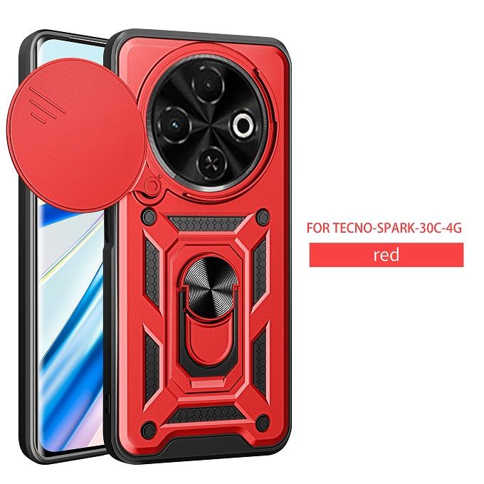 Luxury Flip Over The Camera Lens Cover For Tecno Spark 30C 6.67" inch Shockproof Bumper Cover vehicle-mounted Magnetic Kickstand Phone Case