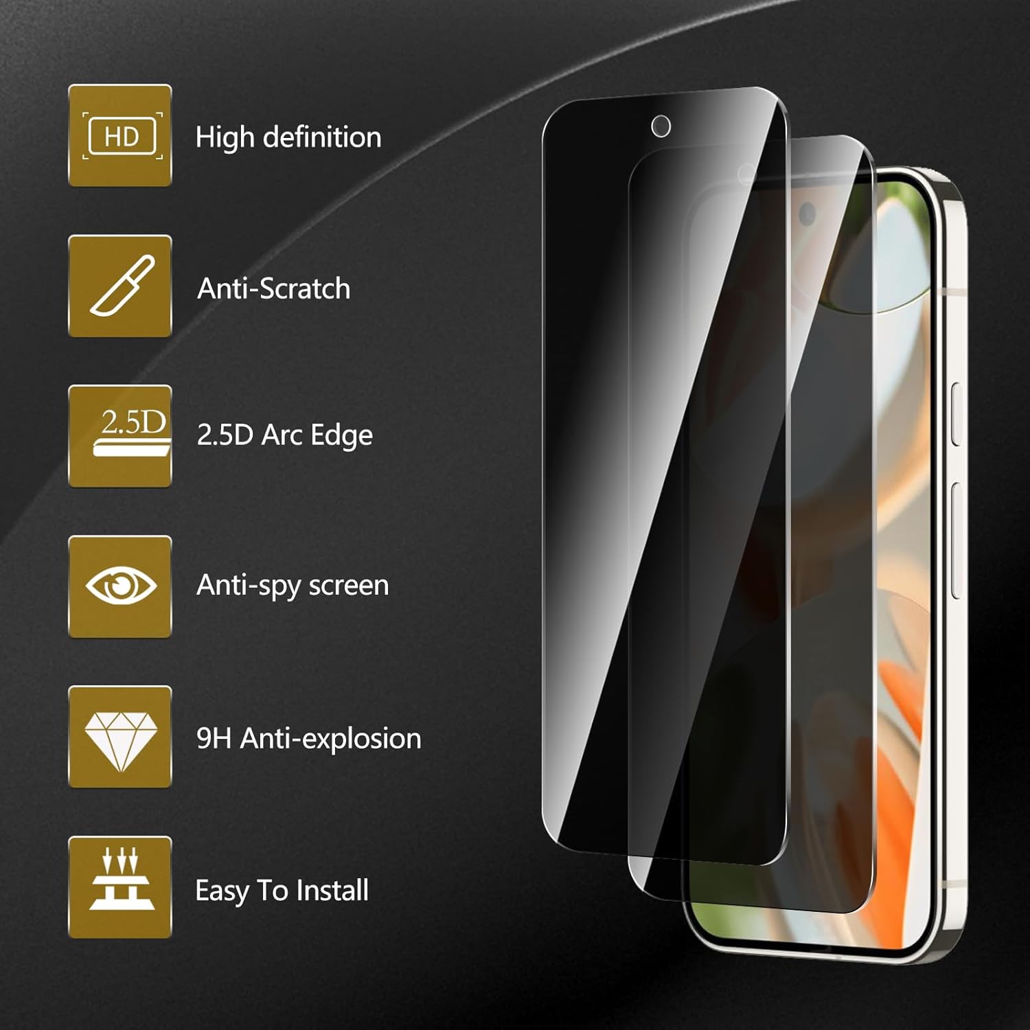 [2-Pack] Privacy Screen Protector for Google Pixel 10 Pro XL 9A 9 Pro XL,Pixel 8 Pro 7A 8A  Anti Spy Screen Protector Tempered Glass Film