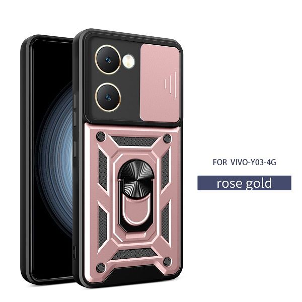 Luxury Slide Camera Lens Cover For Vivo Y18 Y28S Y03 Shockproof Bumper Cover vehicle-mounted Magnetic Kickstand Phone Case