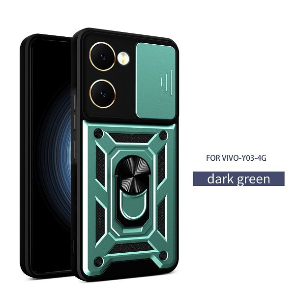 Luxury Slide Camera Lens Cover For Vivo Y18 Y28S Y03 Shockproof Bumper Cover vehicle-mounted Magnetic Kickstand Phone Case