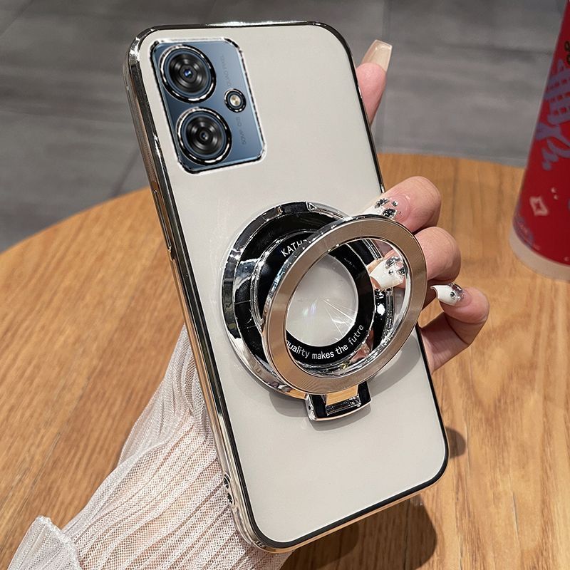 Luxury Transparent Glitter Powder Protective Cover For Motorola Moto G54 Magnetic Support Phone Case
