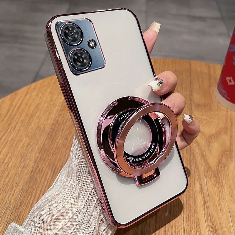 Luxury Transparent Glitter Powder Protective Cover For Motorola Moto G54 Magnetic Support Phone Case
