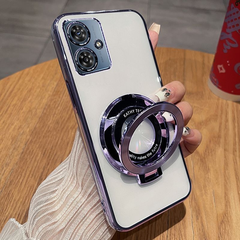 Luxury Transparent Glitter Powder Protective Cover For Motorola Moto G54 Magnetic Support Phone Case