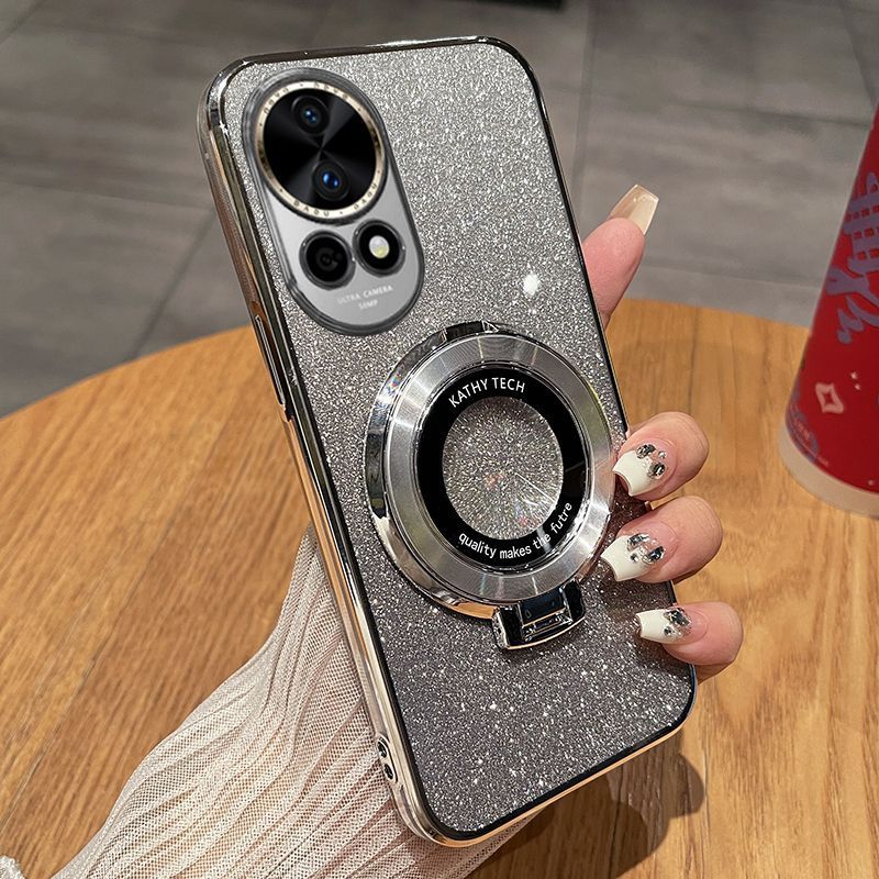 Luxury Transparent Glitter Powder Protective Cover For Huawei nova 13 Magnetic Support Phone Case