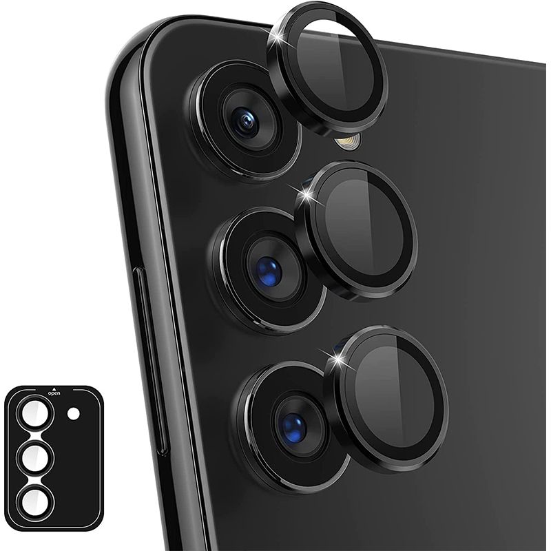 2 packs of - Camera Lens Protector for Samsung A15 A55 A25 A35 A05S S24 S23 Plus A16 A06 A54 A34,Scratch Resistant HD Clarity 9H Tempered Glass with Aluminium Edge,Single Lens Screen Protector