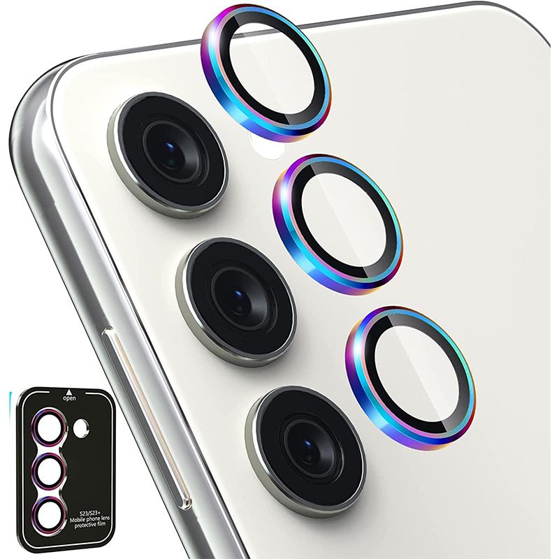 2 packs of - Camera Lens Protector for Samsung A15 A55 A25 A35 A05S S24 S23 Plus A16 A06 A54 A34,Scratch Resistant HD Clarity 9H Tempered Glass with Aluminium Edge,Single Lens Screen Protector