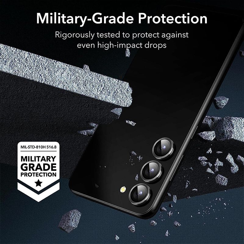 2 packs of - Camera Lens Protector for Samsung A15 A55 A25 A35 A05S S24 S23 Plus A16 A06 A54 A34,Scratch Resistant HD Clarity 9H Tempered Glass with Aluminium Edge,Single Lens Screen Protector