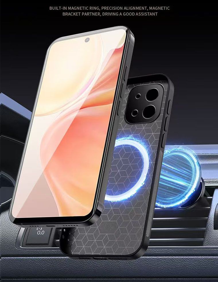 Business Leather Phone Case For Vivo Y28 4G Vehicle Mounted Magnetic Fashion Fall Prevention Protective Cover