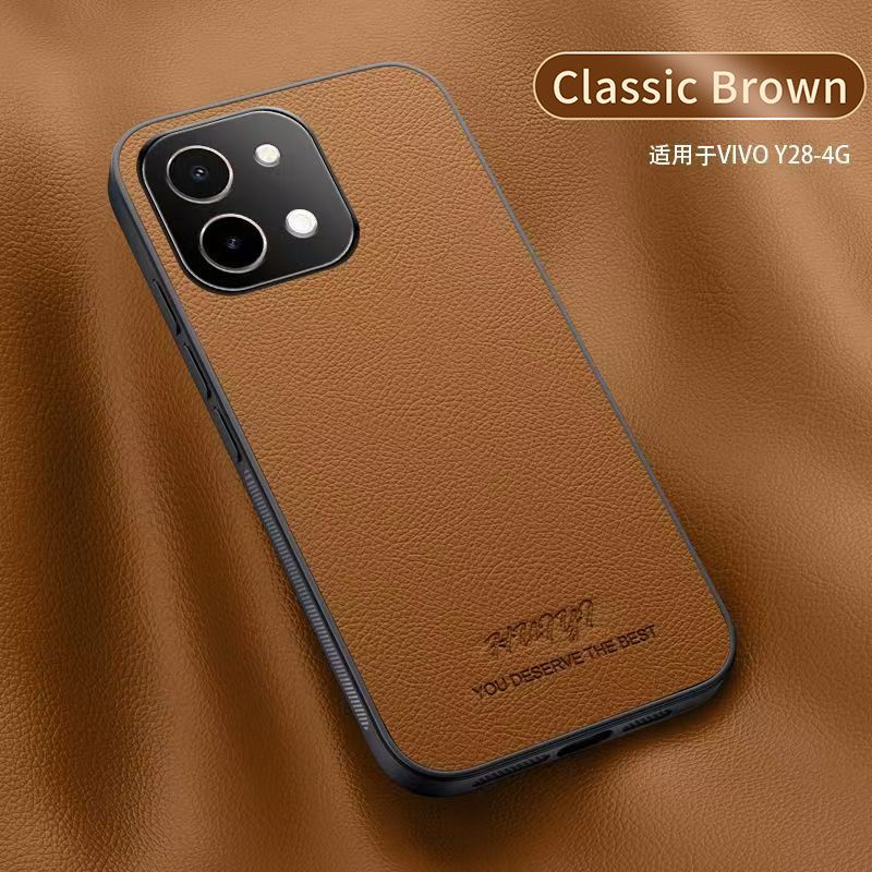 Business Leather Phone Case For Vivo Y28 4G Vehicle Mounted Magnetic Fashion Fall Prevention Protective Cover