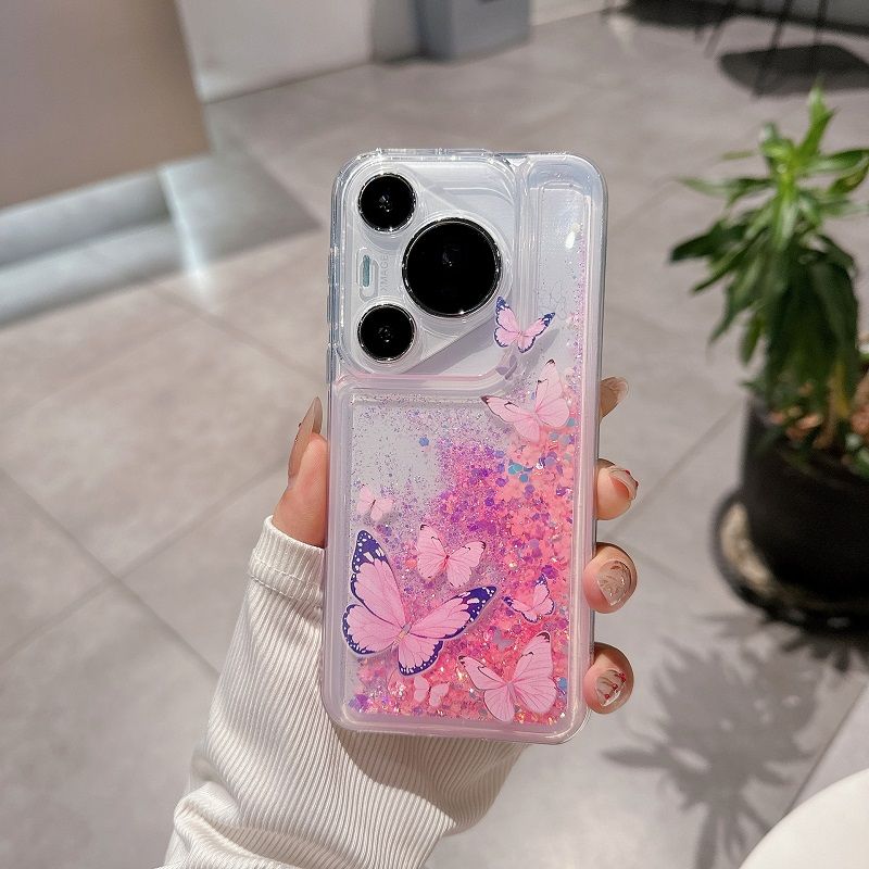 Phone Case for Huawei Pura 70 Pro P60 Pro P50 Pro P40 Pro Nova 12 Lite 11 Pro 10 Pro 10 SE Night Glow butterfly quicksand Soft Silicone Cover
