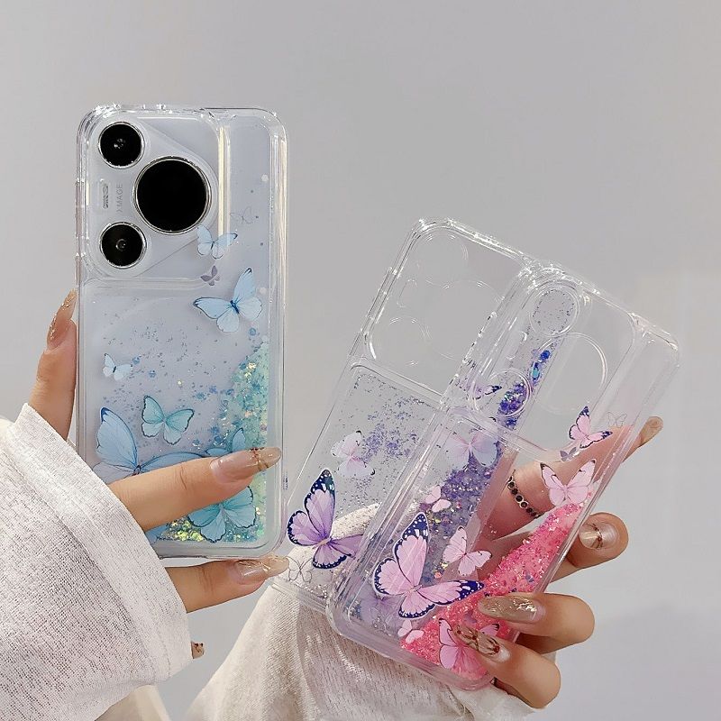 Phone Case for Huawei Pura 70 Pro P60 Pro P50 Pro P40 Pro Nova 12 Lite 11 Pro 10 Pro 10 SE Night Glow butterfly quicksand Soft Silicone Cover