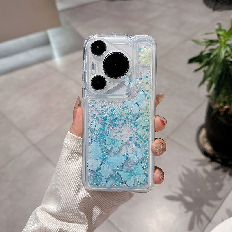 Phone Case for Huawei Pura 70 Pro P60 Pro P50 Pro P40 Pro Nova 12 Lite 11 Pro 10 Pro 10 SE Night Glow butterfly quicksand Soft Silicone Cover