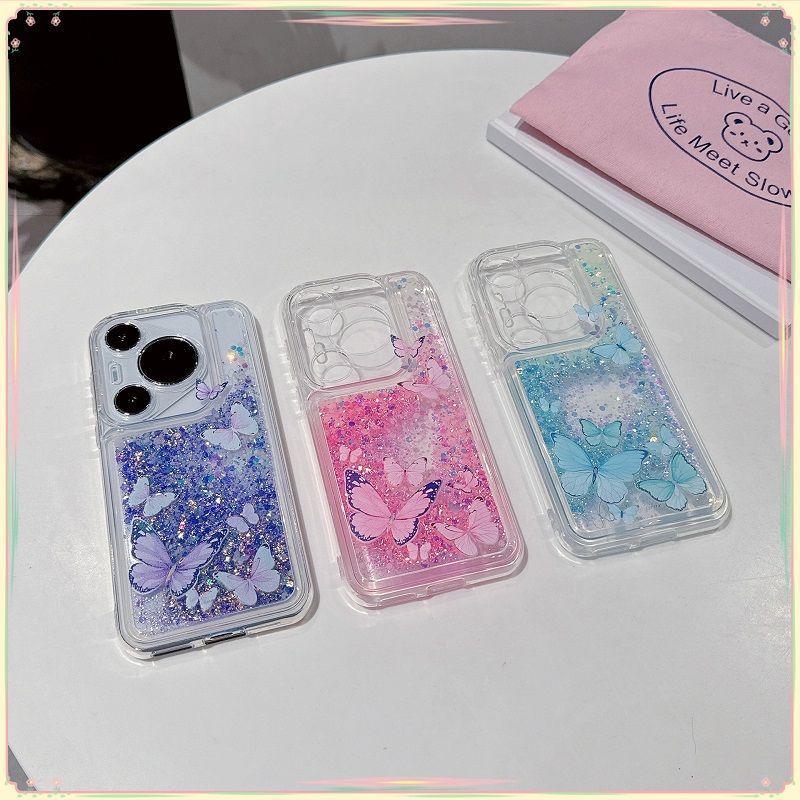 Phone Case for Huawei Pura 70 Pro P60 Pro P50 Pro P40 Pro Nova 12 Lite 11 Pro 10 Pro 10 SE Night Glow butterfly quicksand Soft Silicone Cover