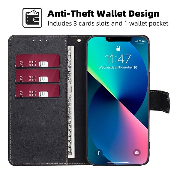 Leather Phone Case Flip Cover for Infinix Hot 50 Pro Plus/ Hot 50 Pro/ Hot 50 Shockproof Protection Stand Holder Magnetic PU Leather Case