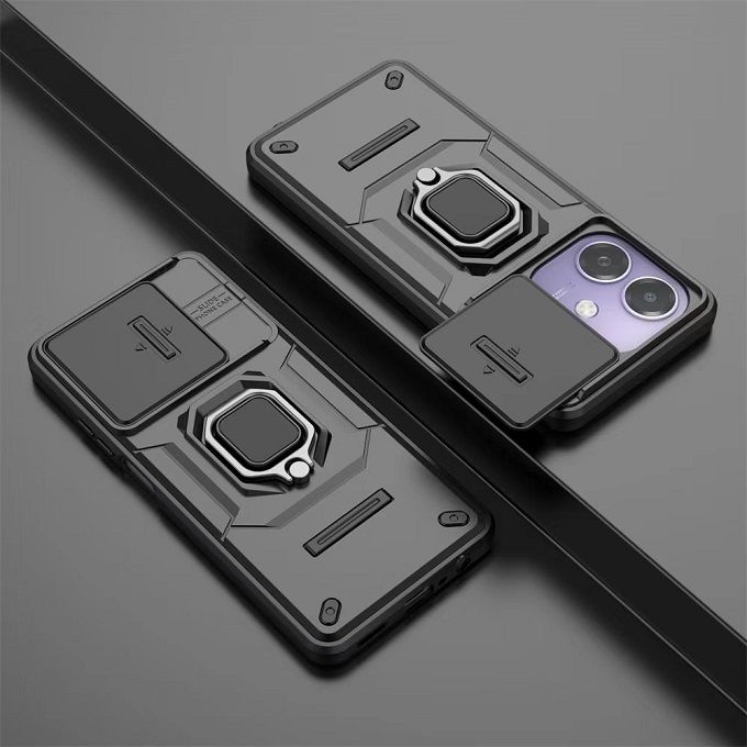 Luxury Slide Camera Lens Cover For OPPO A3/A3X/A40 Shockproof Bumper Cover vehicle-mounted Magnetic Kickstand Cover