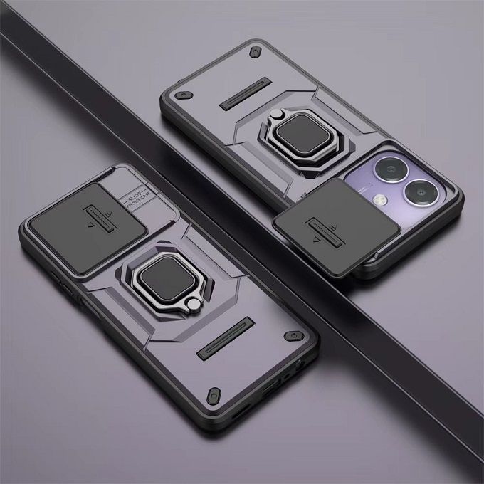 Luxury Slide Camera Lens Cover For OPPO A3/A3X/A40 Shockproof Bumper Cover vehicle-mounted Magnetic Kickstand Cover