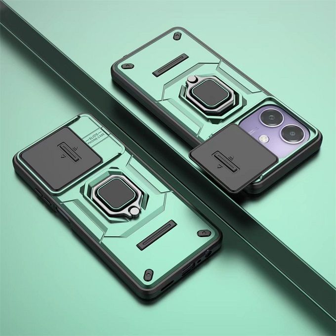 Luxury Slide Camera Lens Cover For OPPO A3/A3X/A40 Shockproof Bumper Cover vehicle-mounted Magnetic Kickstand Cover