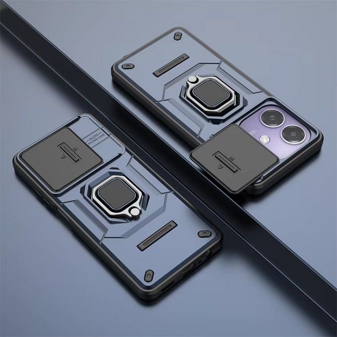 Luxury Slide Camera Lens Cover For OPPO A3/A3X/A40 Shockproof Bumper Cover vehicle-mounted Magnetic Kickstand Cover