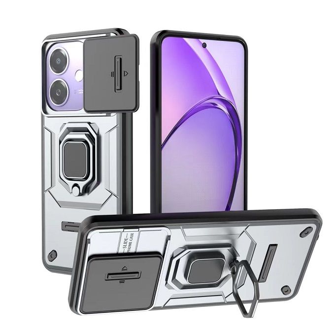 Luxury Slide Camera Lens Cover For OPPO A3/A3X/A40 Shockproof Bumper Cover vehicle-mounted Magnetic Kickstand Cover