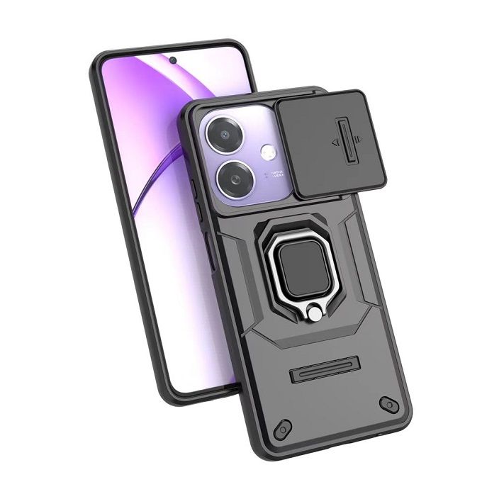 Luxury Slide Camera Lens Cover For OPPO A3/A3X/A40 Shockproof Bumper Cover vehicle-mounted Magnetic Kickstand Cover