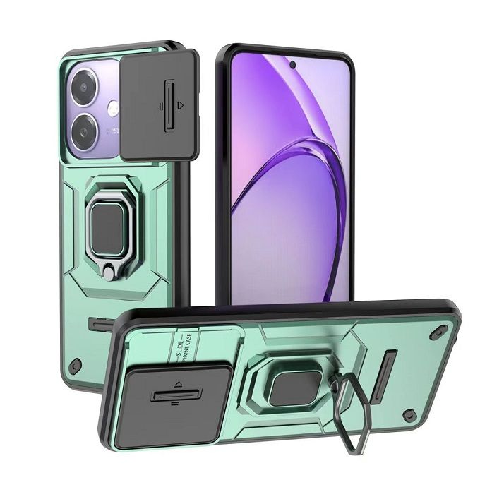 Luxury Slide Camera Lens Cover For OPPO A3/A3X/A40 Shockproof Bumper Cover vehicle-mounted Magnetic Kickstand Cover