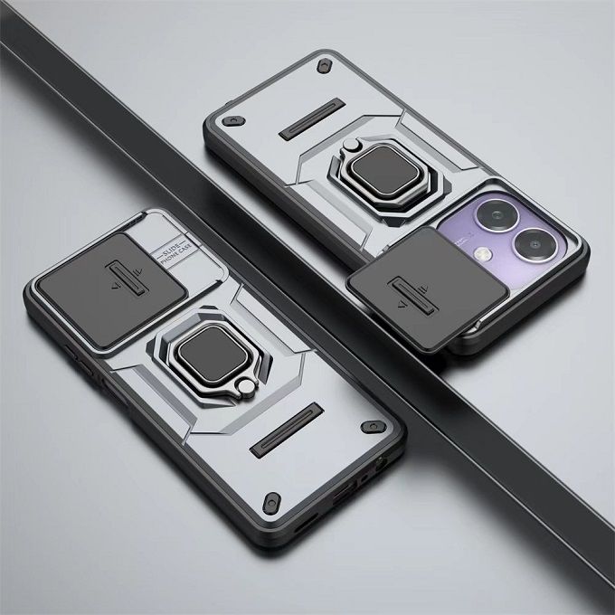 Luxury Slide Camera Lens Cover For OPPO A3/A3X/A40 Shockproof Bumper Cover vehicle-mounted Magnetic Kickstand Cover