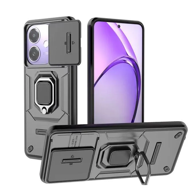 Luxury Slide Camera Lens Cover For OPPO A3/A3X/A40 Shockproof Bumper Cover vehicle-mounted Magnetic Kickstand Cover