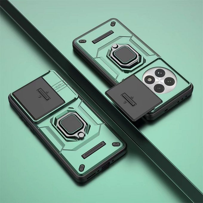 Luxury Slide Camera Lens Cover For OnePlus 13 5G Shockproof Bumper Cover vehicle-mounted Magnetic Kickstand Cover