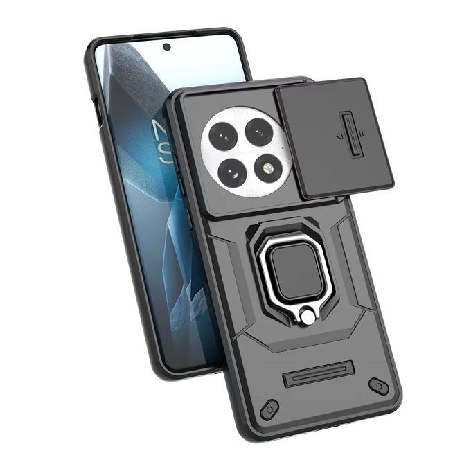 Luxury Slide Camera Lens Cover For OnePlus 13 5G Shockproof Bumper Cover vehicle-mounted Magnetic Kickstand Cover