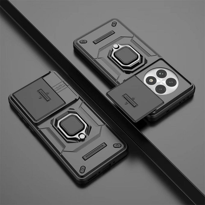 Luxury Slide Camera Lens Cover For OnePlus 13 5G Shockproof Bumper Cover vehicle-mounted Magnetic Kickstand Cover