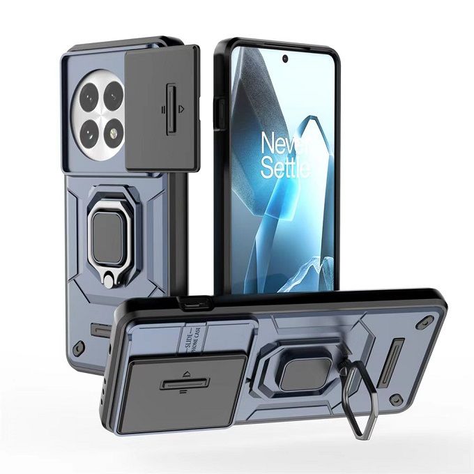 Luxury Slide Camera Lens Cover For OnePlus 13 5G Shockproof Bumper Cover vehicle-mounted Magnetic Kickstand Cover