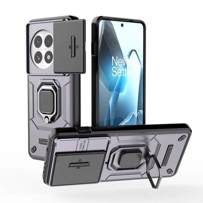 Luxury Slide Camera Lens Cover For OnePlus 13 5G Shockproof Bumper Cover vehicle-mounted Magnetic Kickstand Cover