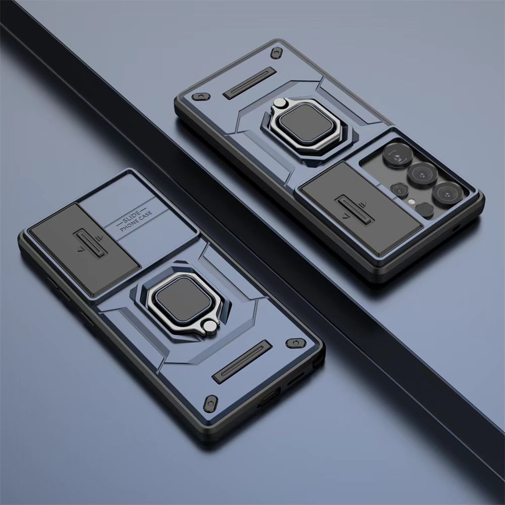 Luxury Slide Camera Lens Cover For Samsung Galaxy S25 Ultra Shockproof Bumper Cover vehicle-mounted Magnetic Kickstand Cover