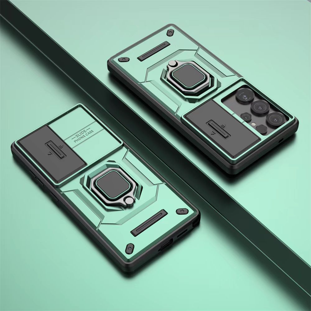 Luxury Slide Camera Lens Cover For Samsung Galaxy S25 Ultra Shockproof Bumper Cover vehicle-mounted Magnetic Kickstand Cover