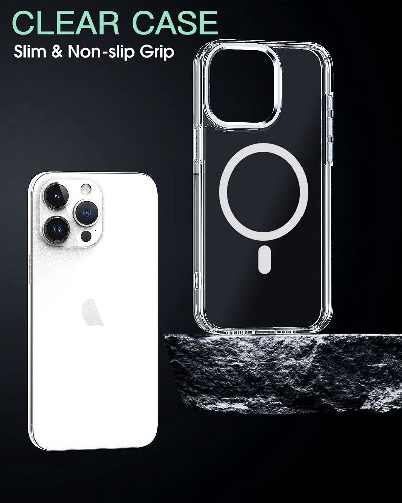 Magnetic Transparent Phone Case for iPhone 16 Pro 16 Pro Max 15 Plus 14 13 12 Pro Max Cover Anti-Drop Protective Cover