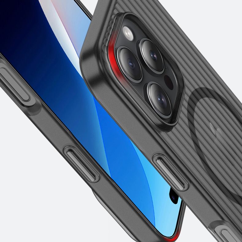 Corrugated Pattern Magnetic Phone Case For iPhone 16 Pro 16 Plus 16 Pro Max 15 14 13 Pro Max Fall Prevention Protective Cover
