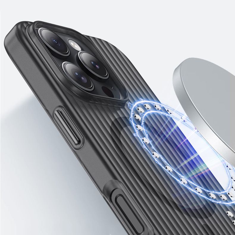 Corrugated Pattern Magnetic Phone Case For iPhone 16 Pro 16 Plus 16 Pro Max 15 14 13 Pro Max Fall Prevention Protective Cover