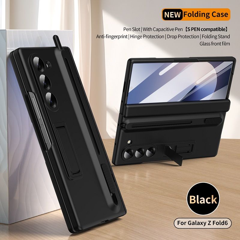 Phone Case for Samsung Galaxy Z Fold 7/6/5/4/3 Push Pull Pen Slot With Pen Bracket Shell Membrane all inclusive Protective Cover