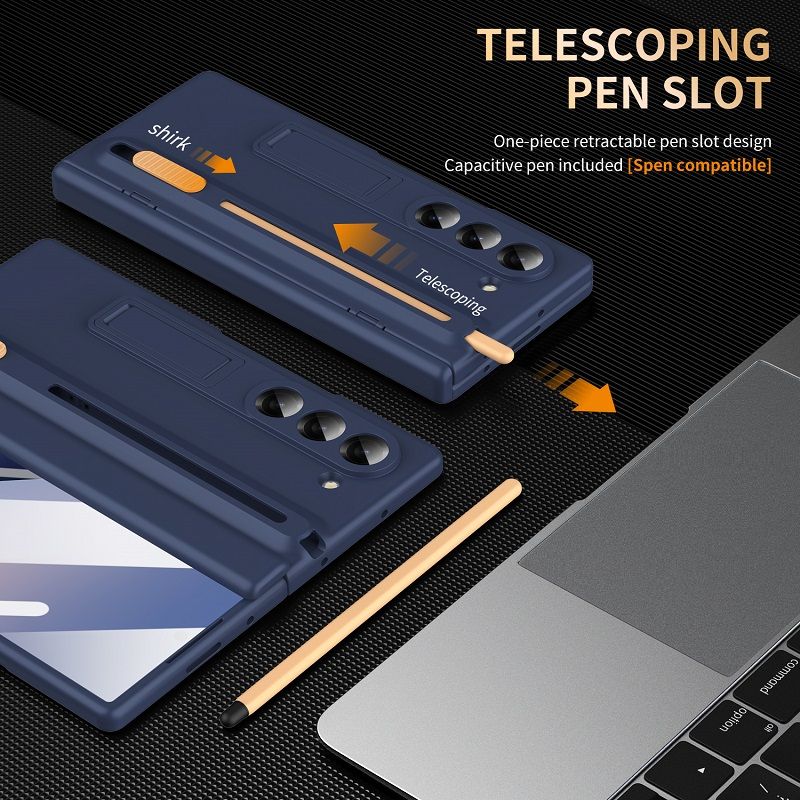 Phone Case for Samsung Galaxy Z Fold 7/6/5/4/3 Push Pull Pen Slot With Pen Bracket Shell Membrane all inclusive Protective Cover