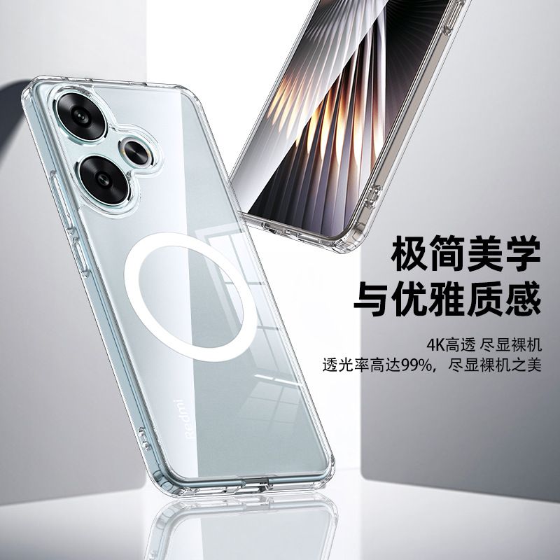 Magnetic Transparent Phone Case For Xiaomi POCO F5 Pro F6 Pro X6 Pro X5 Pro Fall prevention Protective Case