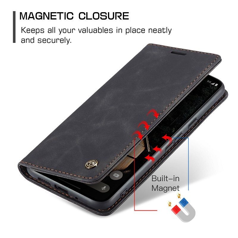CaseMe Leather Phone Case Flip Cover for Google Pixel 9 Pro 9 Pro XL 8 Pro 8a 7 Pro 7a 6 Pro 6a Shockproof Protection Stand Holder Magnetic PU Leather Case