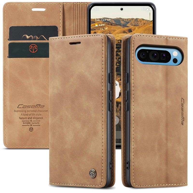 CaseMe Leather Phone Case Flip Cover for Google Pixel 9 Pro 9 Pro XL 8 Pro 8a 7 Pro 7a 6 Pro 6a Shockproof Protection Stand Holder Magnetic PU Leather Case