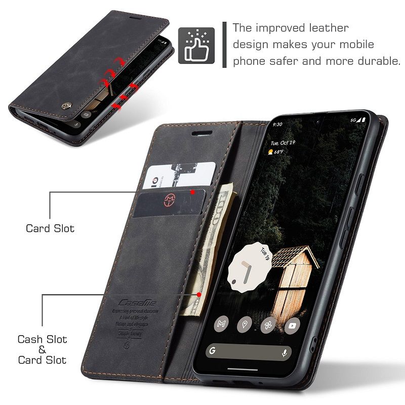CaseMe Leather Phone Case Flip Cover for Google Pixel 9 Pro 9 Pro XL 8 Pro 8a 7 Pro 7a 6 Pro 6a Shockproof Protection Stand Holder Magnetic PU Leather Case