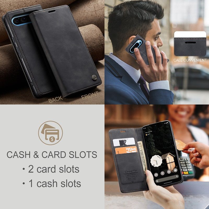 CaseMe Leather Phone Case Flip Cover for Google Pixel 9 Pro 9 Pro XL 8 Pro 8a 7 Pro 7a 6 Pro 6a Shockproof Protection Stand Holder Magnetic PU Leather Case