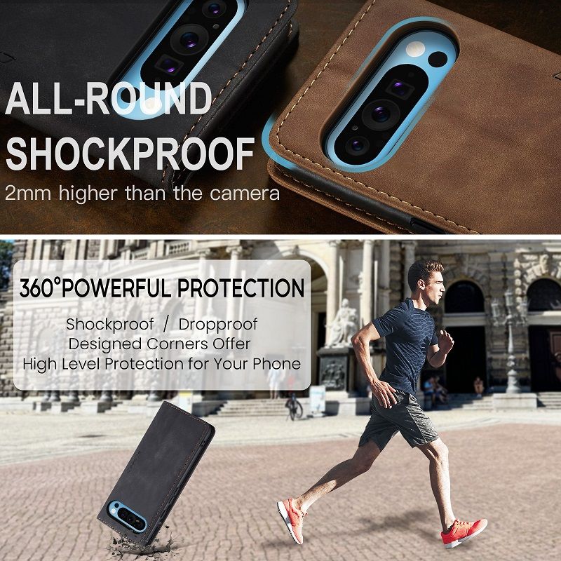 CaseMe Leather Phone Case Flip Cover for Google Pixel 9 Pro 9 Pro XL 8 Pro 8a 7 Pro 7a 6 Pro 6a Shockproof Protection Stand Holder Magnetic PU Leather Case