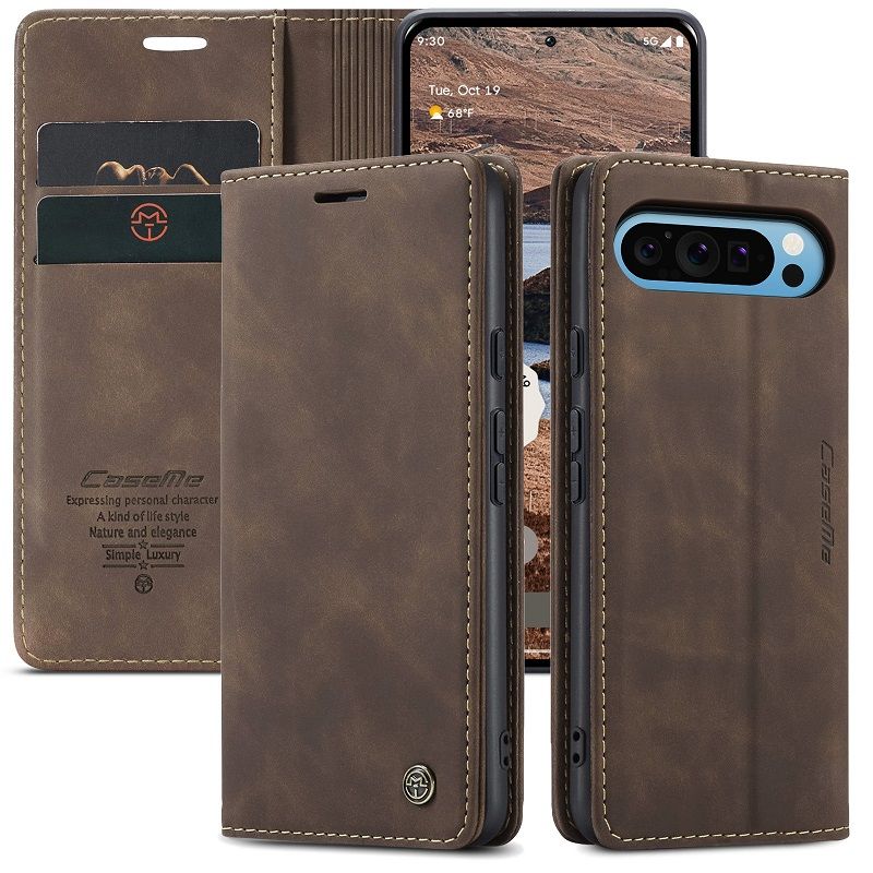 CaseMe Leather Phone Case Flip Cover for Google Pixel 9 Pro 9 Pro XL 8 Pro 8a 7 Pro 7a 6 Pro 6a Shockproof Protection Stand Holder Magnetic PU Leather Case